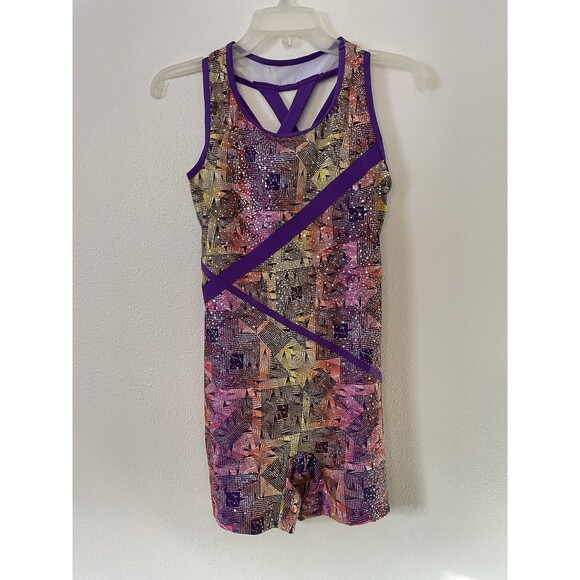 Danskin Girls XL 14/16 LeotardFreestyle Unitard Dance Gymnastics Crisscross Purp - Picture 1 of 6